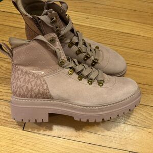 Michael Kors Blush Pink Suede Lug Ankle Boots